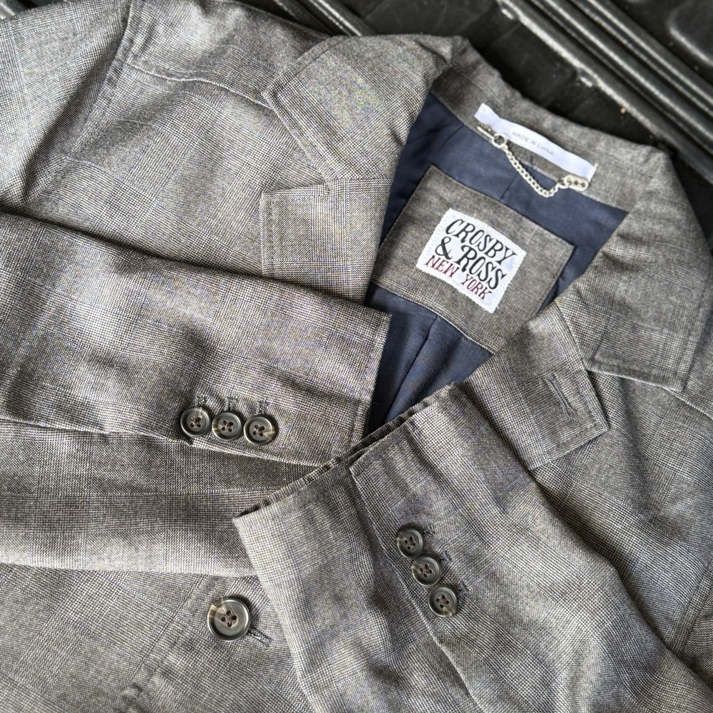 Crosby & Ross Plaid 3 Button Blazer Lined Lightweight Mens Medium